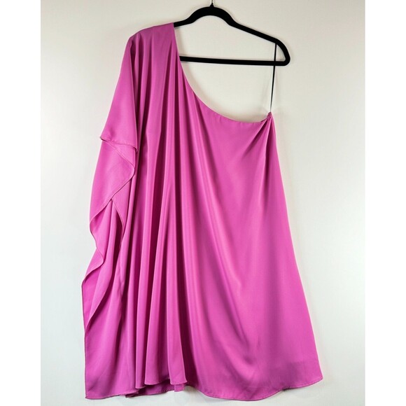 NEW Show Me Your MuMu Women Dress Pink Trish Mini One Shoulder Batwing Draped XL - Picture 2 of 10